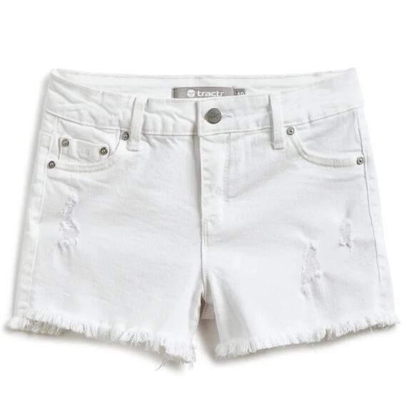 Tractr Brittany - 5 Pockets Fray Distressed Shorts - White Girls 10 - Picture 2 of 5
